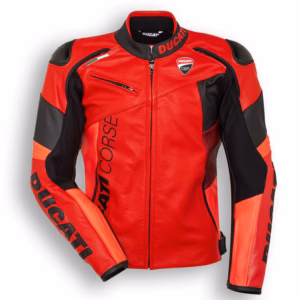 DUCATI CORSE C6 LEATHER JACKET BY DAINESE IN RED/RED/BLACK