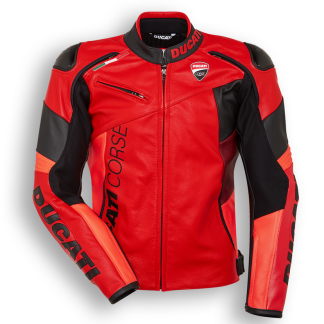 DUCATI CORSE C6 LEATHER JACKET BY DAINESE IN RED/RED/BLACK