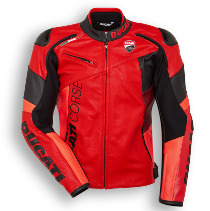 DUCATI CORSE C6 LEATHER JACKET BY DAINESE IN RED/RED/BLACK