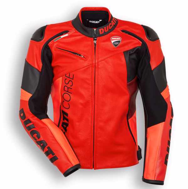 DUCATI CORSE C6 LEATHER JACKET BY DAINESE IN RED/RED/BLACK