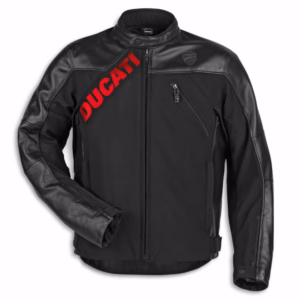 DUCATI LOGO C1 BLACK LEATHER-FABRIC JACKET BY SPIDI