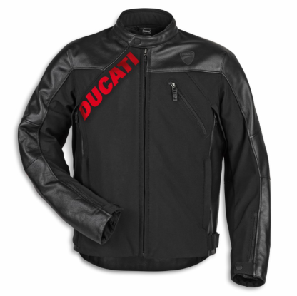 DUCATI LOGO C1 BLACK LEATHER-FABRIC JACKET BY SPIDI